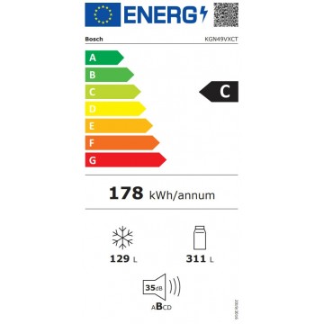 Bosch KGN49VXCT Ψυγειοκαταψύκτης 440lt Total NoFrost Υ203xΠ70xΒ66.7εκ. Μαύρος